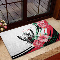 Sudan Rubber Doormat Sudanese Secretary Bird With Hibiscus - Wonder Print Shop