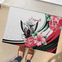 Sudan Rubber Doormat Sudanese Secretary Bird With Hibiscus - Wonder Print Shop