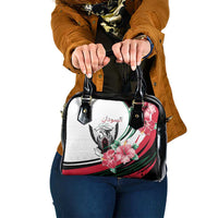 Sudan Shoulder Handbag Sudanese Secretary Bird With Hibiscus - Wonder Print Shop