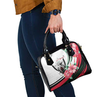 Sudan Shoulder Handbag Sudanese Secretary Bird With Hibiscus - Wonder Print Shop