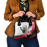 Sudan Shoulder Handbag Sudanese Secretary Bird With Hibiscus - Wonder Print Shop