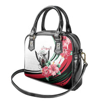 Sudan Shoulder Handbag Sudanese Secretary Bird With Hibiscus - Wonder Print Shop
