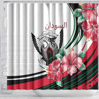 Sudan Shower Curtain Sudanese Secretary Bird With Hibiscus - Wonder Print Shop