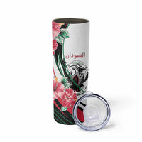 Personalized Sudan Skinny Tumbler Sudanese Secretary Bird With Hibiscus - Wonder Print Shop