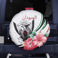Sudan Spare Tire Cover Sudanese Secretary Bird With Hibiscus - Wonder Print Shop