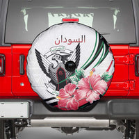 Sudan Spare Tire Cover Sudanese Secretary Bird With Hibiscus - Wonder Print Shop