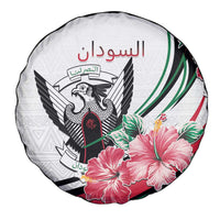 Sudan Spare Tire Cover Sudanese Secretary Bird With Hibiscus - Wonder Print Shop