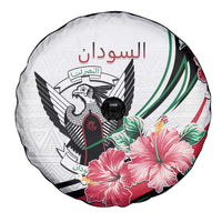 Sudan Spare Tire Cover Sudanese Secretary Bird With Hibiscus - Wonder Print Shop