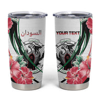 Personalized Sudan Tumbler Cup Sudanese Secretary Bird With Hibiscus - Wonder Print Shop