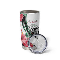 Personalized Sudan Tumbler Cup Sudanese Secretary Bird With Hibiscus - Wonder Print Shop