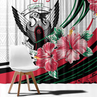 Sudan Window Curtain Sudanese Secretary Bird With Hibiscus - Wonder Print Shop