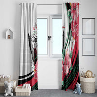 Sudan Window Curtain Sudanese Secretary Bird With Hibiscus - Wonder Print Shop