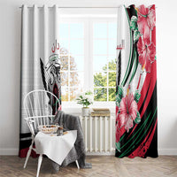 Sudan Window Curtain Sudanese Secretary Bird With Hibiscus - Wonder Print Shop