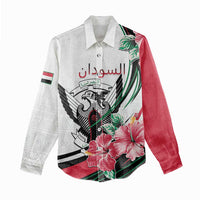 Personalized Sudan Women Casual Shirt Sudanese Secretary Bird With Hibiscus - Wonder Print Shop