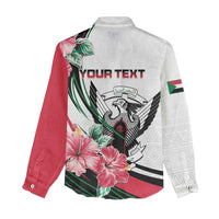 Personalized Sudan Women Casual Shirt Sudanese Secretary Bird With Hibiscus - Wonder Print Shop