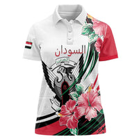 Personalized Sudan Women Polo Shirt Sudanese Secretary Bird With Hibiscus - Wonder Print Shop