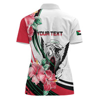Personalized Sudan Women Polo Shirt Sudanese Secretary Bird With Hibiscus - Wonder Print Shop