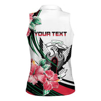 Personalized Sudan Women Sleeveless Polo Shirt Sudanese Secretary Bird With Hibiscus - Wonder Print Shop