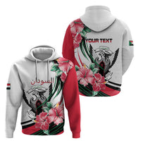 Personalized Sudan Zip Hoodie Sudanese Secretary Bird With Hibiscus - Wonder Print Shop