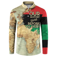 Pan African Flag Day Button Sweatshirt Our History Started Before Slavery - Wonder Print Shop