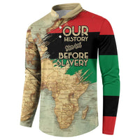 Pan African Flag Day Button Sweatshirt Our History Started Before Slavery - Wonder Print Shop