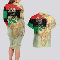 Pan African Flag Day Couples Matching Long Sleeve Bodycon Dress and Hawaiian Shirt Our History Started Before Slavery - Wonder Print Shop