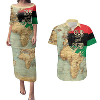 Pan African Flag Day Couples Matching Puletasi and Hawaiian Shirt Our History Started Before Slavery - Wonder Print Shop