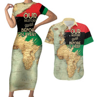 Pan African Flag Day Couples Matching Short Sleeve Bodycon Dress and Hawaiian Shirt Our History Started Before Slavery - Wonder Print Shop