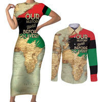 Pan African Flag Day Couples Matching Short Sleeve Bodycon Dress and Long Sleeve Button Shirt Our History Started Before Slavery - Wonder Print Shop