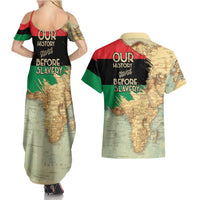 Pan African Flag Day Couples Matching Summer Maxi Dress and Hawaiian Shirt Our History Started Before Slavery - Wonder Print Shop