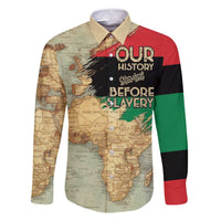 Pan African Flag Day Family Matching Long Sleeve Bodycon Dress and Hawaiian Shirt Our History Started Before Slavery - Wonder Print Shop