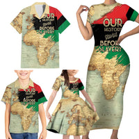 Pan African Flag Day Family Matching Short Sleeve Bodycon Dress and Hawaiian Shirt Our History Started Before Slavery - Wonder Print Shop