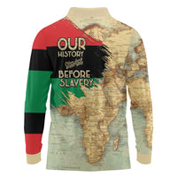 Pan African Flag Day Long Sleeve Polo Shirt Our History Started Before Slavery - Wonder Print Shop