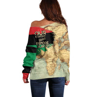 Pan African Flag Day Off Shoulder Sweater Our History Started Before Slavery - Wonder Print Shop