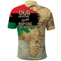 Pan African Flag Day Polo Shirt Our History Started Before Slavery - Wonder Print Shop