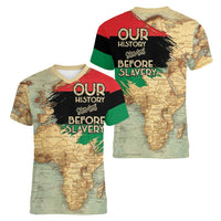 Pan African Flag Day Women V-Neck T-Shirt Our History Started Before Slavery - Wonder Print Shop