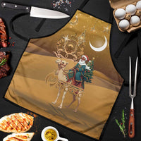 Morocco Christmas in Sahara Apron Black Santa Riding Camel - Wonder Print Shop