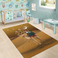 Morocco Christmas in Sahara Area Rug Black Santa Riding Camel - Wonder Print Shop