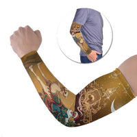 Morocco Christmas in Sahara Arm Sleeves Black Santa Riding Camel - Wonder Print Shop