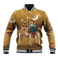 Morocco Christmas in Sahara Baseball Jacket Black Santa Riding Camel - Wonder Print Shop