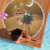 Morocco Christmas in Sahara Beach Blanket Black Santa Riding Camel - Wonder Print Shop