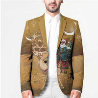 Morocco Christmas in Sahara Blazer Black Santa Riding Camel - Wonder Print Shop