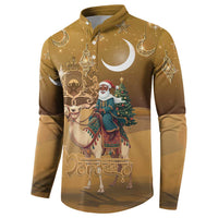 Morocco Christmas in Sahara Button Sweatshirt Black Santa Riding Camel - Wonder Print Shop