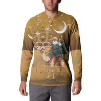 Morocco Christmas in Sahara Button Sweatshirt Black Santa Riding Camel - Wonder Print Shop