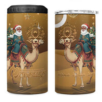 Morocco Christmas in Sahara 4 in 1 Can Cooler Tumbler Black Santa Riding Camel - Wonder Print Shop