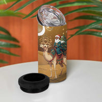 Morocco Christmas in Sahara 4 in 1 Can Cooler Tumbler Black Santa Riding Camel - Wonder Print Shop
