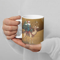Morocco Christmas in Sahara Ceramic Mug Black Santa Riding Camel - Wonder Print Shop