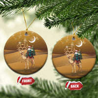 Morocco Christmas in Sahara Ceramic Ornament Black Santa Riding Camel - Wonder Print Shop