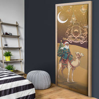 Morocco Christmas in Sahara Door Cover Black Santa Riding Camel - Wonder Print Shop
