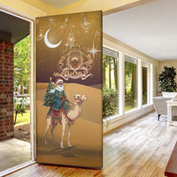 Morocco Christmas in Sahara Door Cover Black Santa Riding Camel - Wonder Print Shop